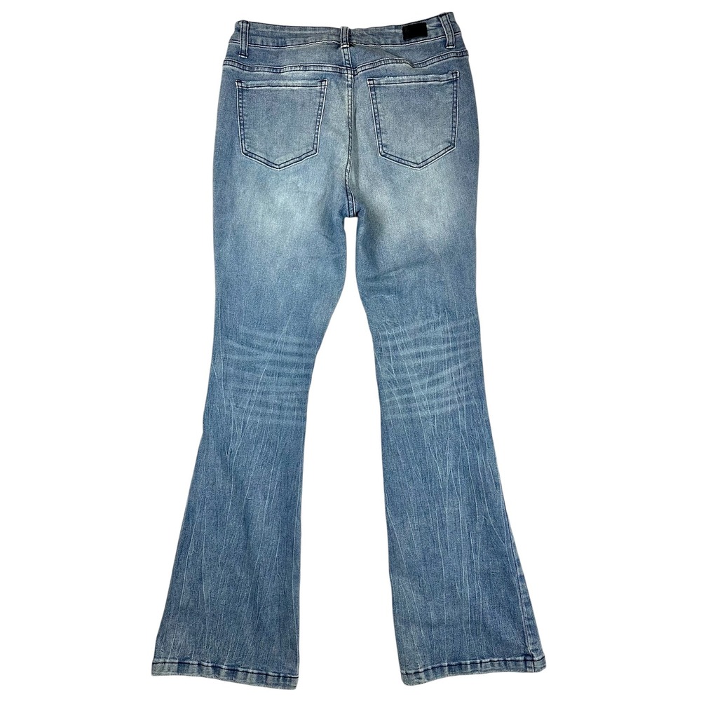 Flamingo Distressed Flare Jeans Medium Wash Ripped Bell Bottoms Size M - Picture 2 of 5